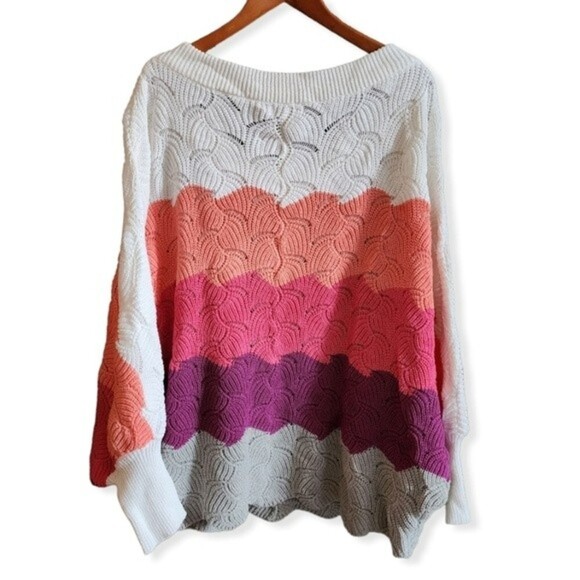 Andree by Unit Coral Colorblock Dolman Sleeve Oversized Sweater Size 1X - Picture 3 of 10